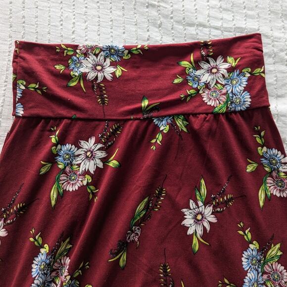 Loveappella Maroon Floral Maxi Skirt size MP - Picture 3 of 5
